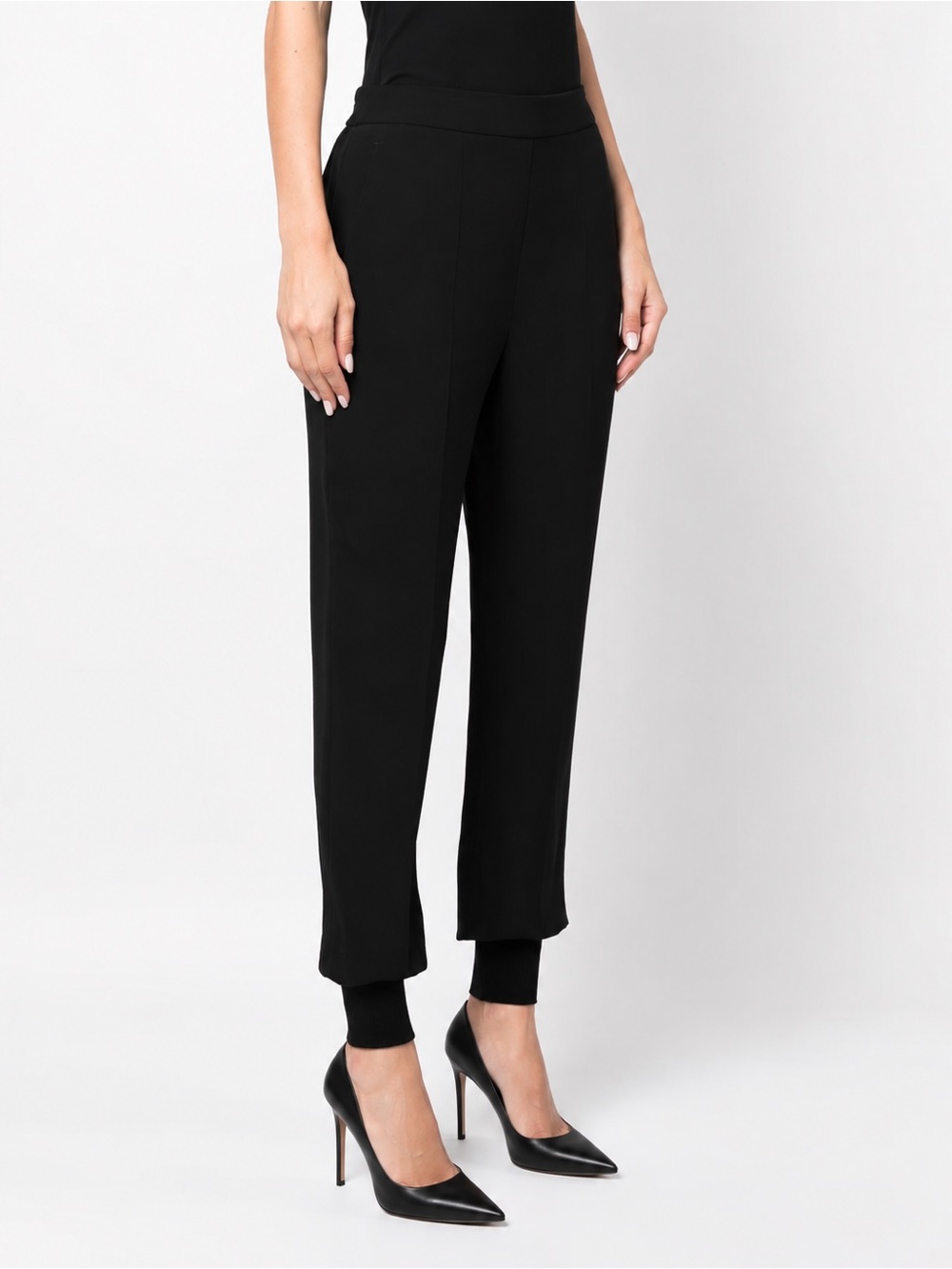 Stella McCartney Black Cropped Elastic-Waist jogger Pants